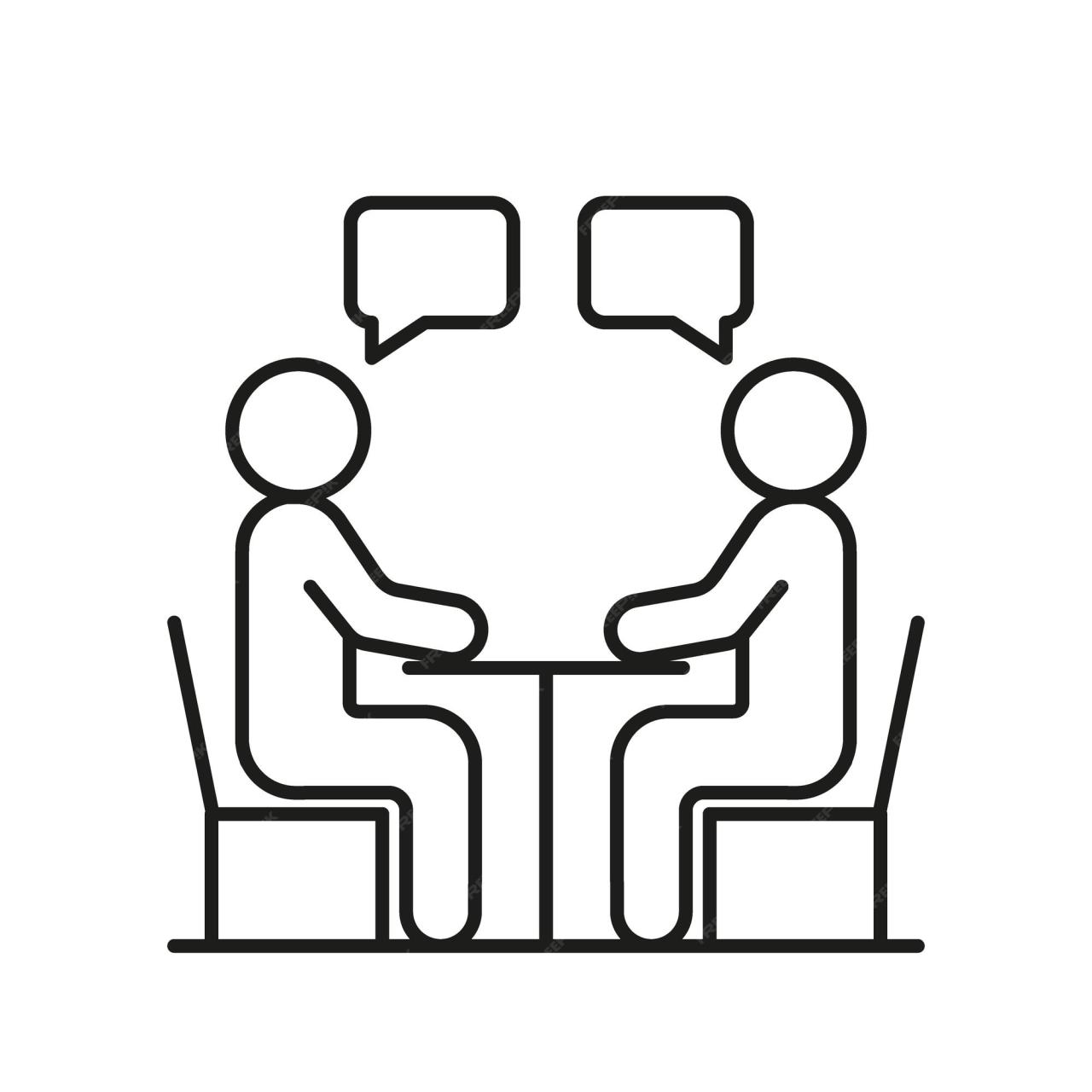 Premium Vector | People talk on meet equality partner at table icon ...
