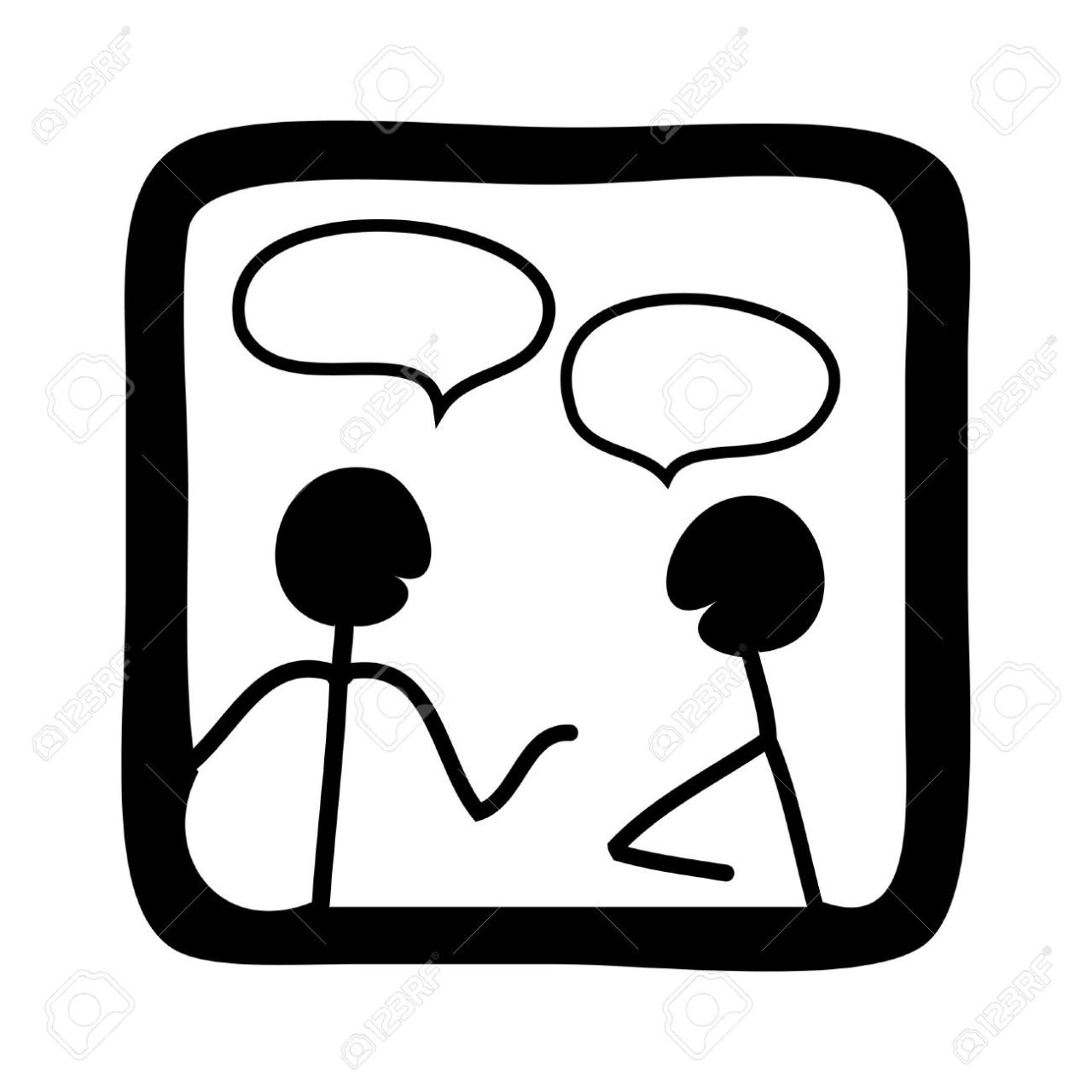 Two People Talking Clipart Black And White
